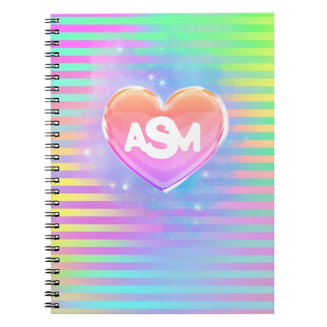 Full Monogram Magic Heart Uni-Ruled Notebook Notizblock (Vorderseite)