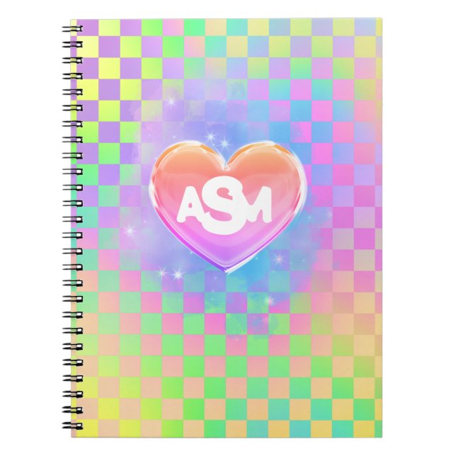 Full Monogram Magic Heart Uni Ruled Notebook Notizblock (Vorderseite)
