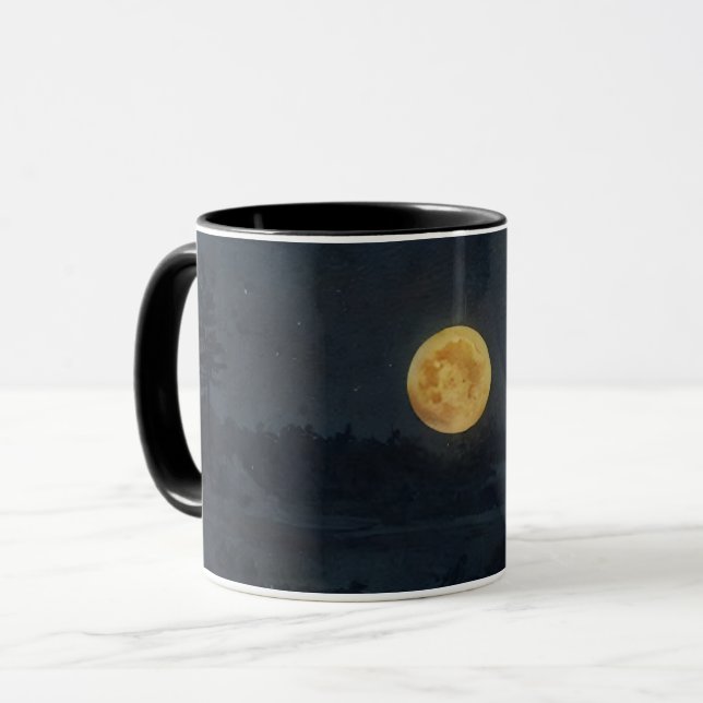 Full Moon and Stars Dark Night Art Tassen Cup (Vorderseite Links)