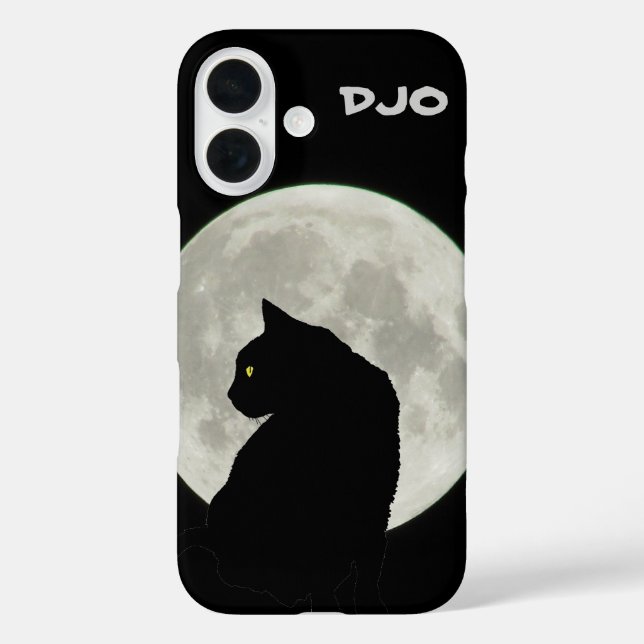 Full Moon Black Cat Profil iPhone 16 Hülle (Rückseite)
