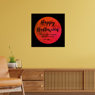 Full Moon Black Orange Beängstigend Happy Hallowee Poster