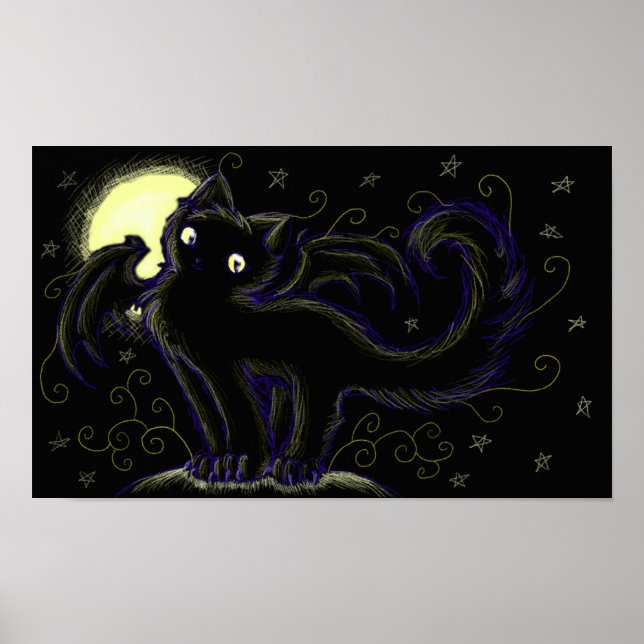 Full Moon Cats Night Poster (Vorne)