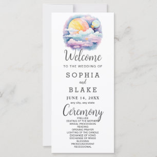 Full Moon Celestial Stars White Wedding Programm
