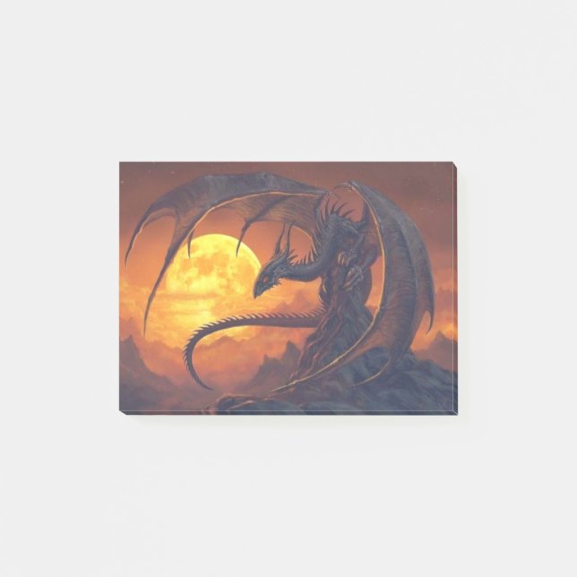 Full Moon Dragon Fantasy Post-it Klebezettel (Vorderseite)