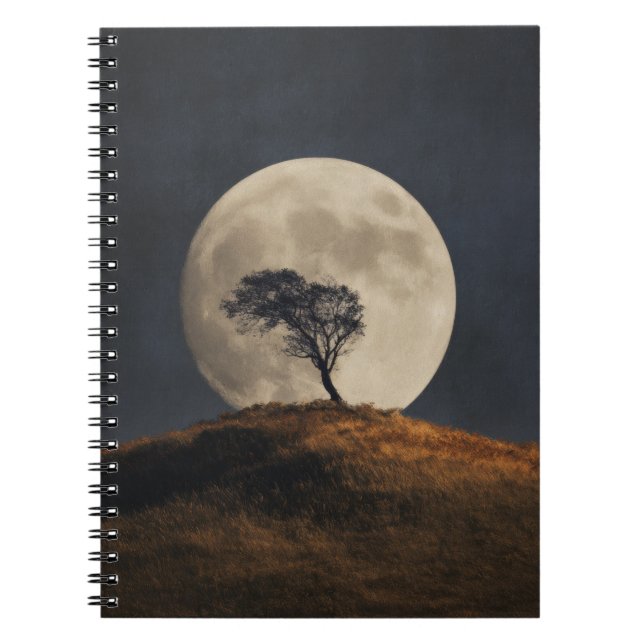 Full Moon Golden Hill Tree Notebook Notizblock (Vorderseite)