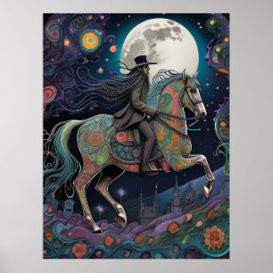 Full Moon Halloween Reitsport Poster