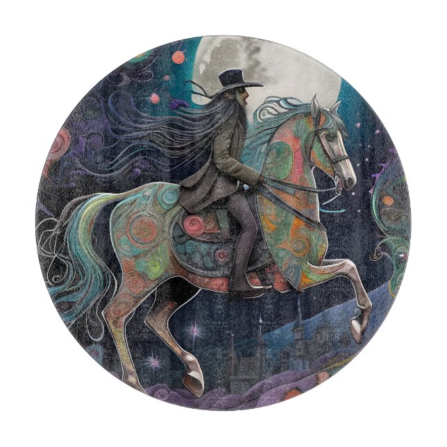 Full Moon Halloween Reitsport Schneidebrett (Vorderseite)