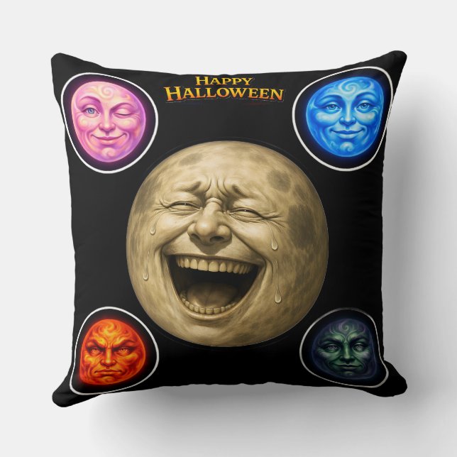 Full moon happy Halloween elemental throw pillow d Kissen (Rückseite)
