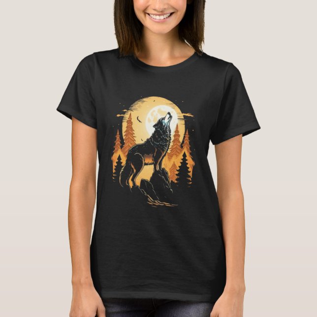 Full Moon Howling Wolf Wolves   1 T-Shirt (Vorderseite)