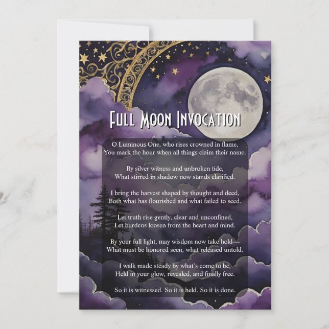 Full Moon Invocation Pagan Prayer Ritual Card Einladung (Vorderseite)