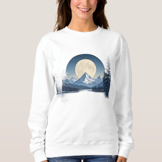 Full Moon Mountain Landscape Sweatshirt (Vorderseite)