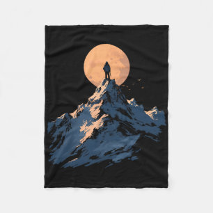 Full Moon Mountain Peak Design - Klettern und Natu Fleecedecke