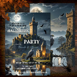 Full Moon Night Castle Halloween Abendessen Party Einladung