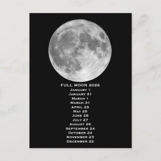 Full Moon Phases 2026 Postkarte