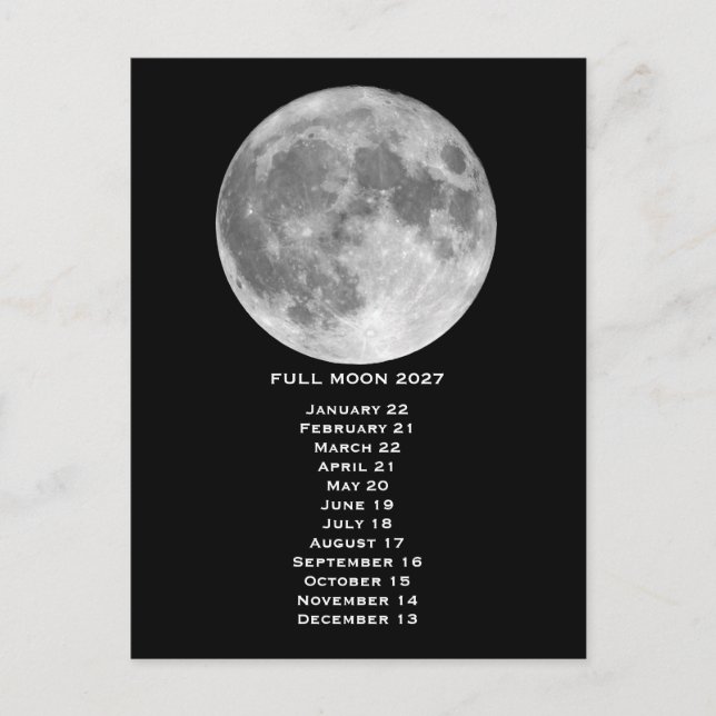Full Moon Phases 2027 Postkarte (Vorderseite)