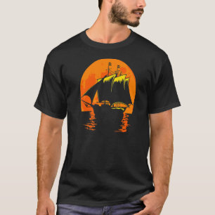 Full Moon Sunset Captain Anchor Sunrise Sailing Bo T-Shirt