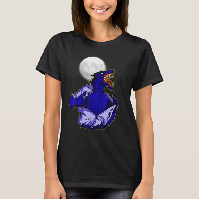 Full moon transforms wild wolf scary jungle world T-Shirt (Vorderseite)