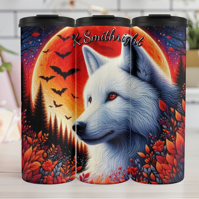 Full Moon White Wolf Thermosbecher (Von Creator hochgeladen)