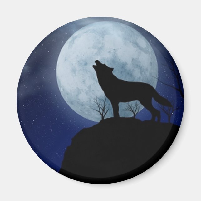 Full Moon Wolf Magnet (Vorne)