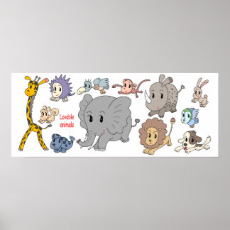Full of energy! Twelve cheerful animals. Poster