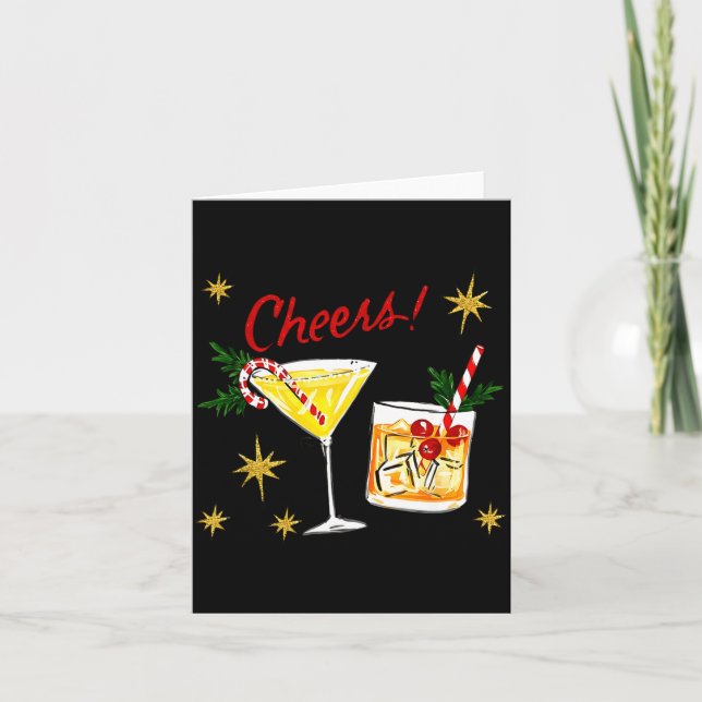 Full Of Holiday Srit Cheers Martini Christmas Drin Karte (Vorderseite)