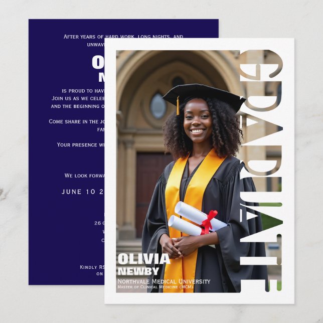 🎓Full‑Photo Graduation Party Einladung (Vorne/Hinten)