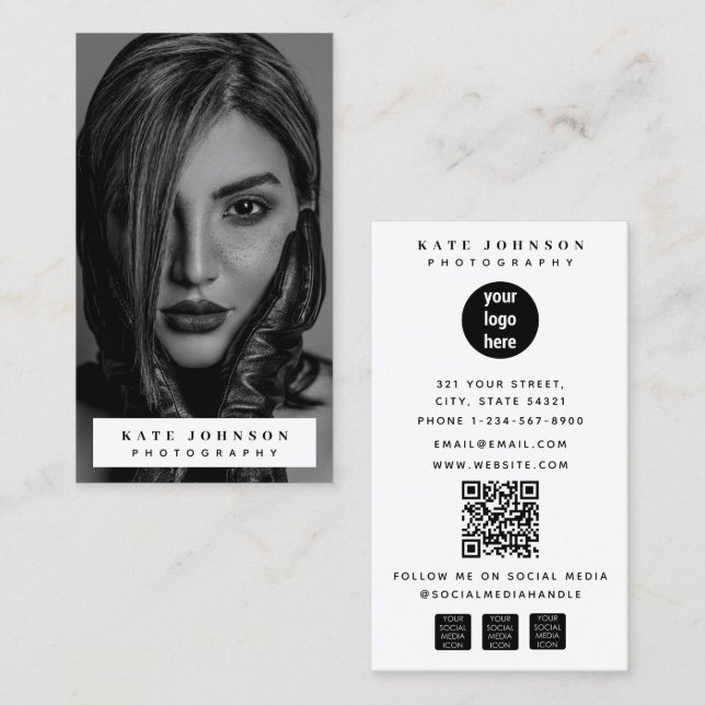 Full Photo Photography Business Logo Website Visitenkarte (Vorne/Hinten)