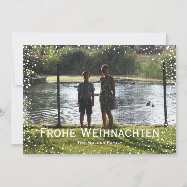 Full Photo Snowfall Custom Card Frohe Weihnachten (Vorderseite)
