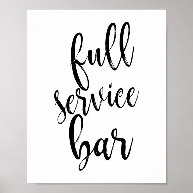 Full Service Bar Black and White 8x10 Wedding Sign Poster (Vorne)