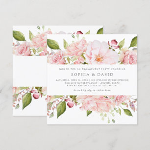 Fülle Rose   Pink Floral Engagement Party Einladung
