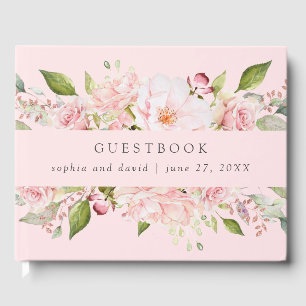 Fülle Rose Rosa Blumenhochzeit auf Rosa Gästebuch