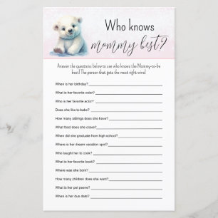 Füllen Sie das Blanks Pink Winter Baby Shower Game