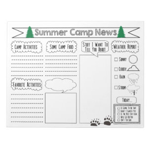 Füllen Sie den Camp Summer Camp Letter aus Notizblock