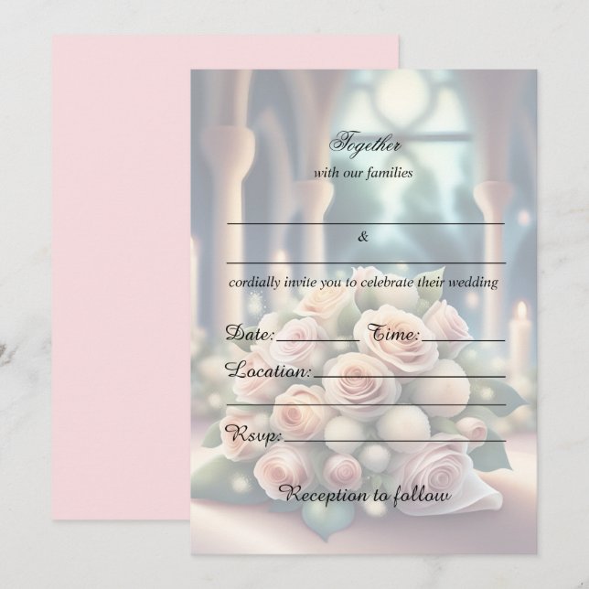 Füllen Sie die Blank Floral Hochzeit Einladung. Einladung (Vorne/Hinten)