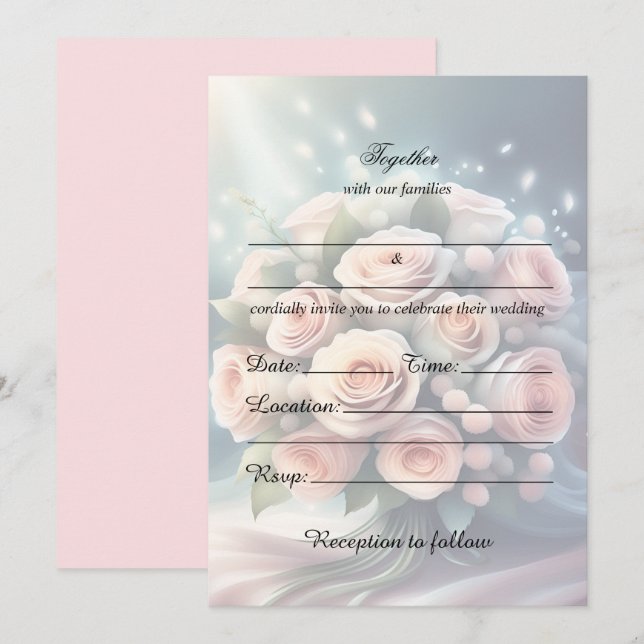 Füllen Sie die Blank Floral Hochzeit Einladung. Einladung (Vorne/Hinten)
