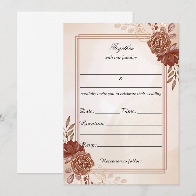 Füllen Sie die Blank Floral Hochzeit Einladung. Einladung (Vorne/Hinten)