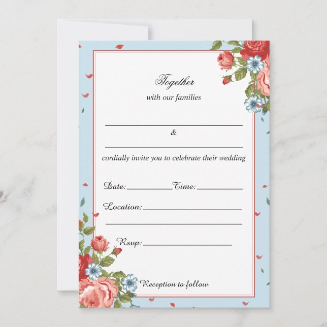 Füllen Sie die Blank Floral Hochzeit Einladung. Einladung (Vorderseite)