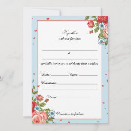 Füllen Sie die Blank Floral Hochzeit Einladung. Einladung
