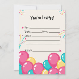 Füllen Sie die leeren Ballons zum Geburtstag Einla Einladung
