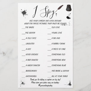 Füller & Tintenfass   Hochzeitsempfang I Spy Spiel Flyer