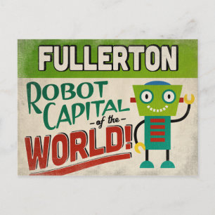 Fullerton California Robot - Funny Vintag Postkarte