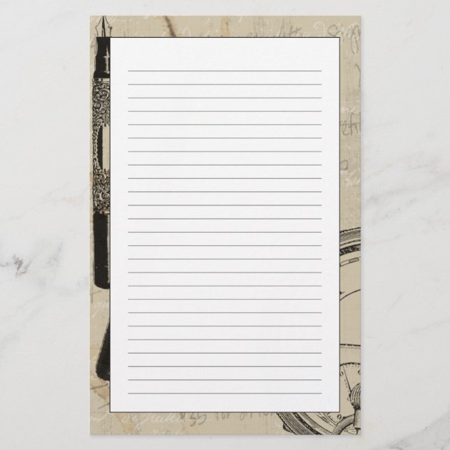 Füllhalter und Watchface mit Notizen Briefpapier (Vorderseite)