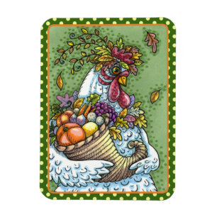 FÜLlhorn-HÜHNER, ERNTEDANKHÜHNER HERBSTERNTE Magnet