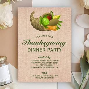 Füllhorn Jute-Erntedankfest-Dinnerparty Einladung