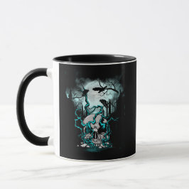 Fullmoon Raven Skull Graveyard Tasse