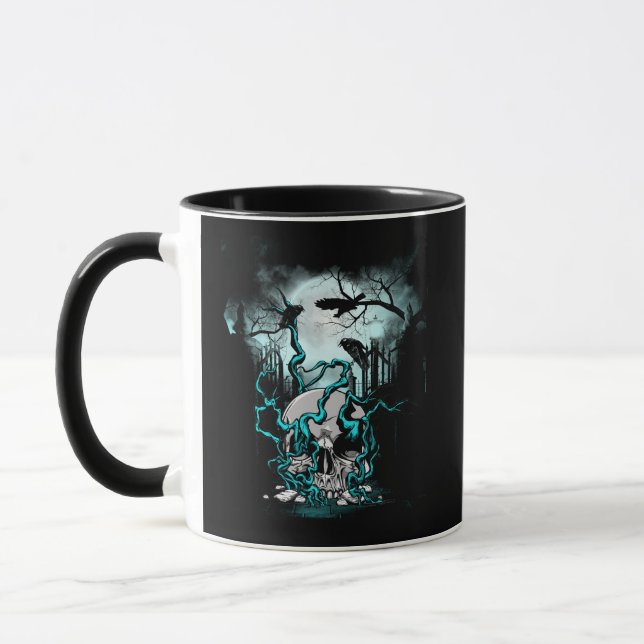 Fullmoon Raven Skull Graveyard Tasse (Links)
