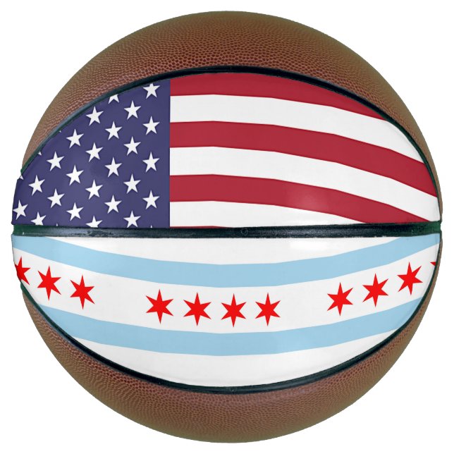 Fullsize Basketball mit Flagge von Chicago, USA (Vorderseite)