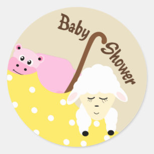 Fülltiere Hippo & Lamb Babyaufkleber Runder Aufkleber