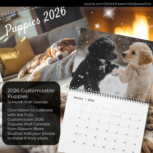 Fully Customizable 2026 Puppies Wall Calendar Kalender (Von Creator hochgeladen)