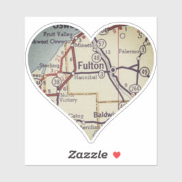 Fulton New York Vintag Map Aufkleber